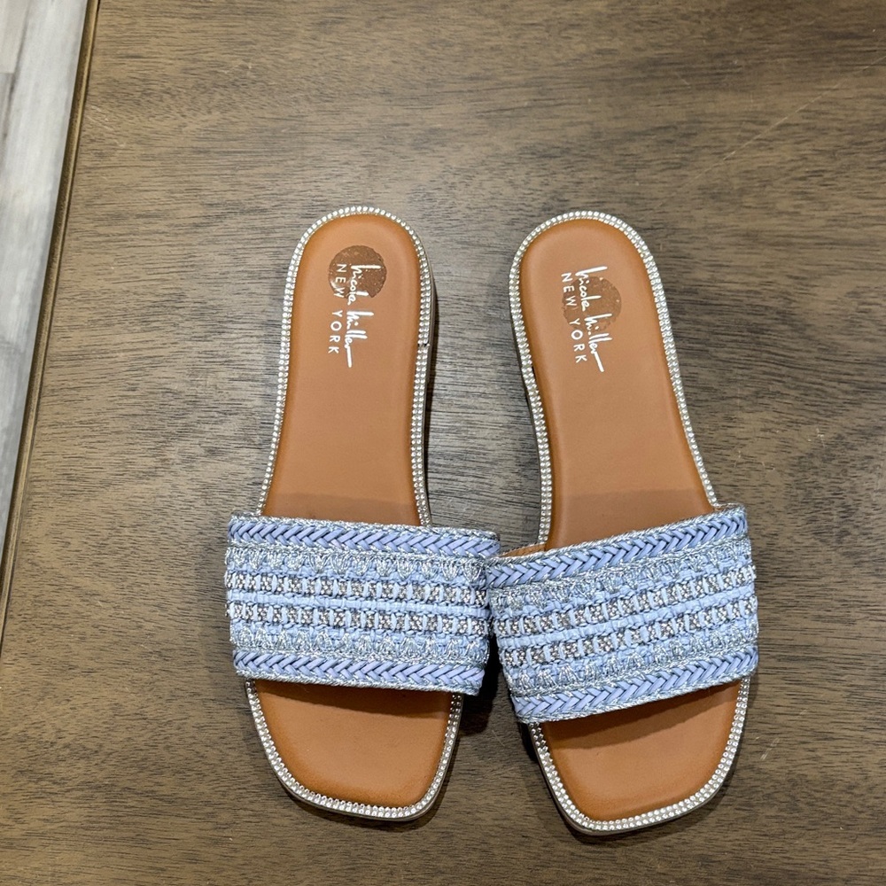 Nicole Miller Blue and Tan Women’s Sandals - Picture 1 of 3